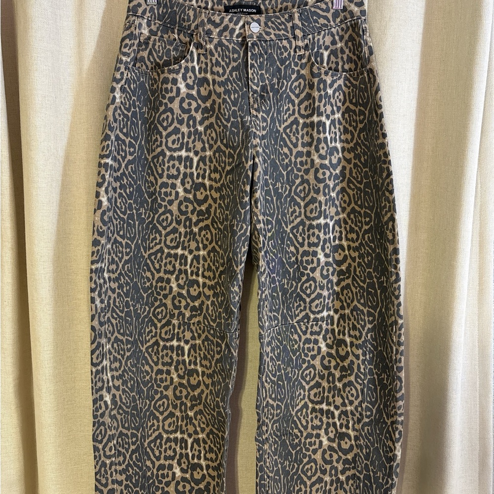 Ashley Mason Leopard Print Flare Jeans